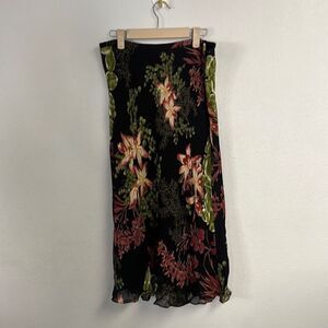 Barami Women's Vintage 2000 Floral Sheer Straight Flowy Skirt Black Size 12